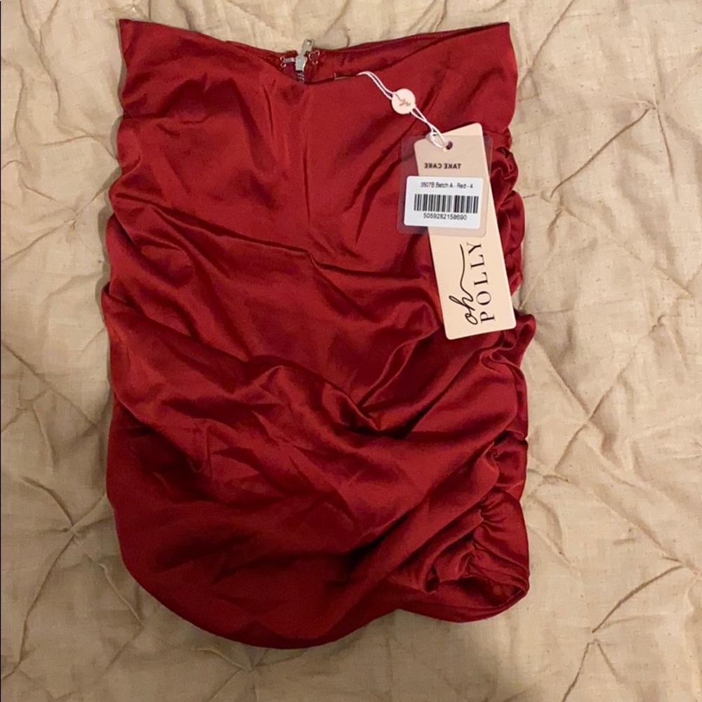 Oh Polly Red Rouched Skirt Size 4UK US0